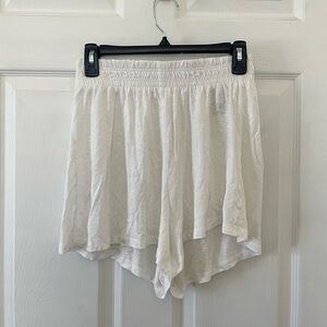 H&M Linen Blend High Waisted White Shorts